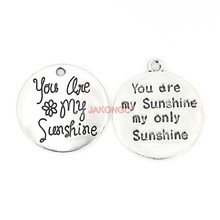 5pcs Antique Silver Plated You are My Sunshine Charms Pendants for Bracelet Jewelry Making DIY Necklace Craft 25x25mm 2024 - buy cheap
