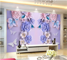 wellyu papel de parede para quarto Custom wallpaper 3D Rose Flower Embossed TV Background Wall Nordic Decorative Painting 2024 - buy cheap