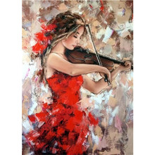 rhinestones pictures 3D Full Diamond painting Round 5D Square Diamond Embroidery Sale Home decoration Girl playing the violin 2024 - buy cheap