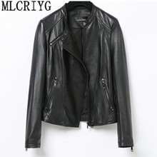 Fashion Genuine Leather Jacket Spring Classic Short Motorcycle Jackets Black Punk Style Ladies Sheepskin Coats for Women YQ246 2024 - buy cheap