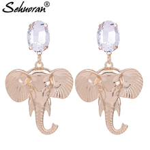 Sehuoran Zinc Alloy Earrings Elephant Head Drop Earrings For Woman Animal Pendients Oorbellen Aretes BrincosFashion Jewerly 2024 - buy cheap