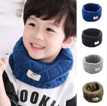 Cute Cotton Winter Baby Scarf Children Girls Boys Knitted Wool O-Scarves Kids Solid Color Warm Scarf 2024 - buy cheap