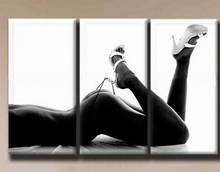 Ручная роспись холст сексуальные фотообои для гостиной домашний декор 3 панели настенное Искусство 12x32 холст картины 2024 - купить недорого