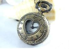 (3019) 12 unids/lote Vintage antiguo medallón de corazón pequeño reloj de bolsillo colgante collares de cadena 2022 - compra barato
