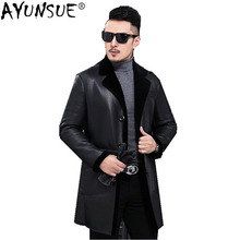 AYUNSUE куртка из натуральной кожи зимнее пальто с подкладкой из натуральной шерсти мужская куртка из овечьей кожи Veste Homme Hiver LJ18F027 MY785 2024 - купить недорого