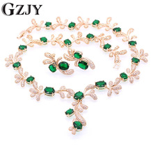 GZJY Beautiful Champagne Gold Color Crystal AAA Zircon Necklace Earring Jewelry Set For Women Fashion Wedding Jewelry 5color 2024 - buy cheap