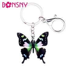 Bonsny Acrylic New Guinea Graphium Weiskei Butterfly Key Chain Keychain Ring Insect Jewelry For Women Girls Bag Car Purse Charms 2024 - buy cheap