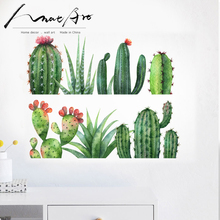 Tropical plant sticker Cactus watercolor Painting mural wallpaper flowers Wall art bedroom decor wall stickers for kids rooms 2024 - buy cheap
