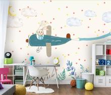 Papel tapiz pintado a mano de avión y estrella para niños, decoración de pared de fondo para sala de estar, nórdico moderno, mural de papel tapiz 2024 - compra barato