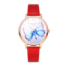 Fashion Butterfly Watches Women PU Leather Strap Girls Dress Watch Quartz Wristwatch Bracelet For Office Lady reloj mujer 2024 - buy cheap