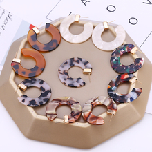 HOCOLE New Fashion Bohemia Acrylic Drop Earring Female Vintage Leopard Print Circle Hoops Geometric Acetate Earring Jewelry 2024 - buy cheap