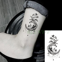 Tatuagem falsa temporária com adesivo, tatuagem falsa de caveira, lua, flor, pé, mão, braço para homens e mulheres, à prova d'água 2024 - compre barato