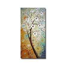 Free Shipping 100% Hand Painted Abstract White Flower Tree Oil Painting Living Room Decor Modern Canvas Wall Pictures No Framed 2024 - buy cheap