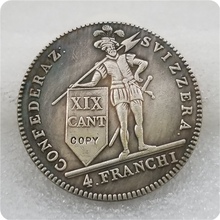 1814 Швейцария Tessin 4 Franken копия серебряной монеты 2024 - купить недорого