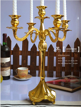 H45cm gold candelabra 5arm candelabra  metal candlesticks christmas candle holder vintage candle lanterns home decor ZT053gf 2024 - купить недорого