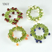 YDGY Cranberry Freshwater Pearl Green Golden Stone Madam Fashion Brooch Brooch Paint Environmental Protection Alloy 2024 - buy cheap