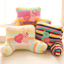 Japanese color stripe striped Rabbit Plush Bear pear, pillow cushion and pillow large waist support office 2024 - buy cheap