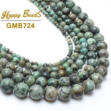 Natural Blue Africa Turquoises Stone Beads Round Loose Spacer beads For Jewelry Making DIY Charm Bracelets 15" Strand 4 6 8 10mm 2024 - buy cheap