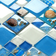 Home improvement Sea Shell Big Crystal Glass Mosaic tile for wall kitchen backsplash bathroom showroom  decorate 2024 - buy cheap