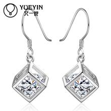 New Fashion Silver Dangle Earrings for Women Wedding Jewelry Long Earrings Zircon Square auskarai Big White Crystal Earring E583 2024 - buy cheap