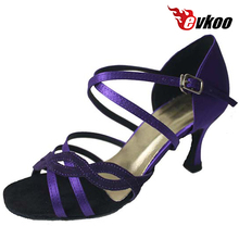 Evkoodance Nubuck With Satin 2017 New Style 7.3cm Heel Height Cheap High Quality Female Latin Salsa Dance Shoes Evkoo-156 2024 - buy cheap