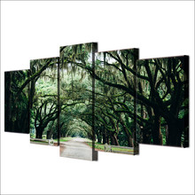 Lienzo impreso en HD, marco de Arte de pared, 5 piezas, Árbol Tropical de Banyan, póster, paisaje de bosque verde, imágenes, decoración del hogar 2024 - compra barato