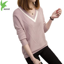 New V-neck sweater women spring autumn thin pullover Knitted sweaters female Long sleeve Bottoming sweaters Plus size tops 2192 2024 - buy cheap