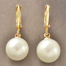 Classy Womens Y-Gold Filled 10mm White Sea shell Pearl Ball Dangle Earrings 2024 - buy cheap