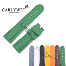 Carlywet pulseira de relógio de reposição para luminor, 24mm cinza branco, preto, amarelo, laranja, verde, à prova d'água, borracha de silicone 2024 - compre barato