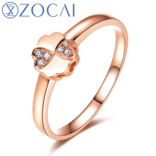 ZOCAI Brand Style Gift Ring Princess Natural 0.03 CT Diamond Ring with Real 18K Rose Gold (Au750) W06271 2024 - buy cheap