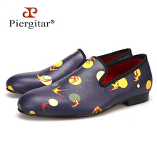 Piergitar 2018 new style Handmade men loafers with Mixed Colors printing Big size Men's casual shoes for Fashion party and prom 2024 - buy cheap