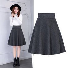 Autumn Winter Women Woolen Skirts Vintage Lady High Waist Skirt Slim put on a large Big Size Female A-line Skirt Outwear WZ629 2024 - buy cheap