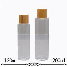 120ml/200ml elite fluid/toner empty packing bottle,transparent PET plastic bottle with bamboo lid 2024 - buy cheap