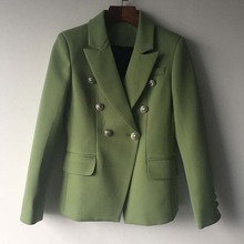 2020 Runway Designer Green Formal Jackets Women Autumn Winter Lion Button Double Breasted Ladies Office Jacket Coat Clothes 2024 - buy cheap