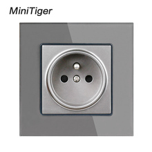 Minitiger Crystal Glass Panel Wall Power Socket Grounded 16A French Standard Electrical Outlet Black White Gold Grey Colorful 2024 - buy cheap