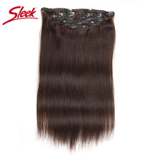 Sleek Clip 7 Pieces Brazilian Straight Human Hair Extension 100% Natural Human Hair Blonde P27/613&P6/613 Full Head Remy Hair 2024 - buy cheap