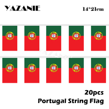 YAZANIE-Bandera de cuerda de Portugal de 20 piezas, 14x21cm, pequeñas banderas nacionales de poliéster portugués para banderas y pancartas personalizadas decorativas 2024 - compra barato