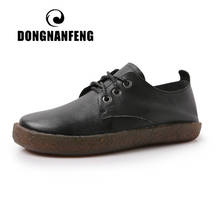 DONGNANFENG Women Old Mother Female Ladies Shoes Flats Loafers Soft Lace Up Round Pigskin Cow Genuine Leather Casual 35-40 LCZ-1 2024 - buy cheap