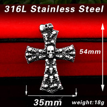 Beier new store 316L Titanium steel Cross Necklace Pendant Punk biker Skull Prom Men's Retro Pendant LLBP8-369R 2024 - buy cheap