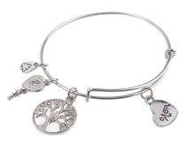 5PCS Fashion Expandable Wire Bangle Mom Heart Charm Bracelet bangle  #92109 2024 - buy cheap