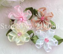 40pcs Organza Ribbon Flowers w/leaf Wedding Appliques Crafts Decoration 2024 - buy cheap