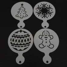 4pcs Christmas Coffee Stencil Tree Snowflake Gingerbread Man Cappuccino Template Strew Pad Duster Spray Tools Coffee Accessories 2024 - buy cheap