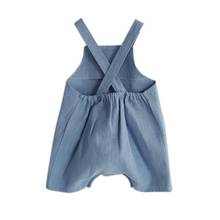 Милые летние подтяжки для маленьких девочек и мальчиков, детская мягкая льняная одежда, короткие комбинезоны 2024 - купить недорого