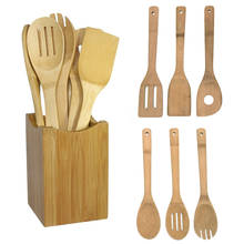 6 pçs/set conjunto de mistura colher de bambu espátula utensílio cozinha ferramenta de cozinha de madeira ferramentas 2024 - compre barato