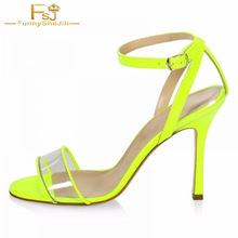 Champagne Golden PVC Transparent Sandals Adjustable Ankle Buckle 5 inches Square Heel Clear Summer Fashion Women Shoes 2021  FSJ 2024 - buy cheap