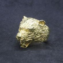 Anel de urso dourado tamanho 8 ~ 14, joias de aço inoxidável 316l, anel legal de urso largo dourado, anel de lobo 2024 - compre barato