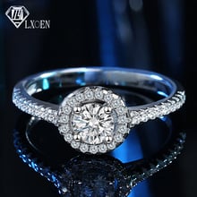 Anel de noivado com zircão aaa da moda, com cor prata, incrustação de anéis de cristal redondos, para mulheres, joias de festa femininas 2024 - compre barato