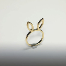 Anillo con forma de conejo para mujer, anillo con orejas de liebre, cabeza de Mascota, contorno Simple, anillos de animales 2024 - compra barato