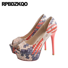 Sapatos de salto alto scarpin, sapatos com plataforma peep toe ultra 12cm para verão, barata, tamanhos 4 34, várias cores, 2021, sexy 2024 - compre barato