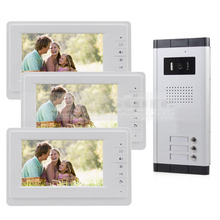 DIYSECUR 7" Wired Apartment Video Door Phone Audio Visual Intercom Entry System IR Camera For 3 Families 2024 - buy cheap